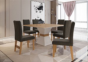 Conjunto Sala de Jantar Mesa e 6 Cadeira Bruxelas Dobuê