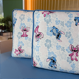 Kit com 2 Fronhas em Malha 100% Algodão Stitch Azul Gold Home