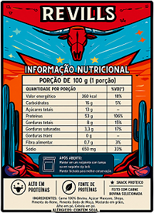 Revills Beef Jerky - Sabor Super Apimentado 250 Gramas