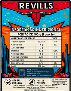 Revills Beef Jerky - Sabor Pimenta Jalapeño Vermelha 250 Gramas