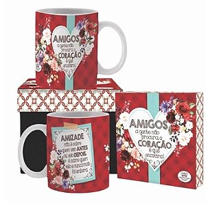 Caneca Cerâmica 300 ml + caixa personalizada - Amigos