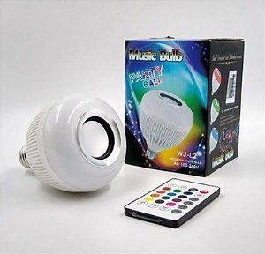 Lâmpada Led Caixa De Som Bulbo Música Com Controle Bluetooth