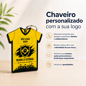 Kit 100 Unidades - Chaveiros Personalizados com logo Brinde Empresa Copa do Mundo