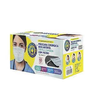 Mascara Cirúrgica Tripla Camada com Filtro Cx 50 un