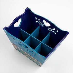 Cesta Organizadora com Divisória Azul JOY ARTESANATO