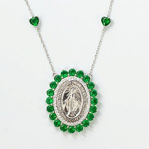 Colar Santa Maria Prata Pedra Verde MARCA INDEFINIDA