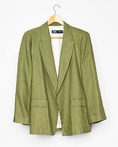 Blazer de linho verde musgo ZARA