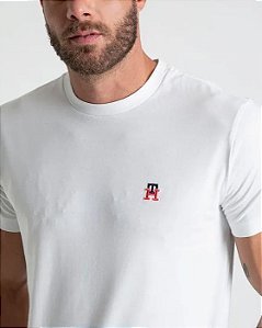 Tommy Hilfiger Camiseta Monograma Bordado Branco