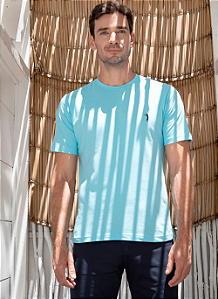 Aleatory Camiseta Básica Blue Topázio 100% Algodão