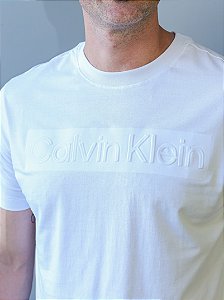 Calvin Klein Camiseta Logo Embossed Branco