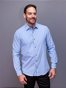 Aramis Camisa Manga Longa Move Slim Veludo Cotele Azul Claro