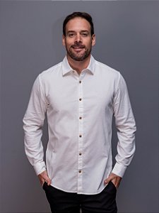 Aramis Camisa Manga Longa Move Slim Veludo Cotele Branco