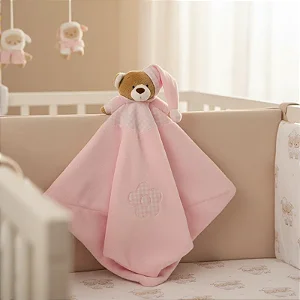 Naninha Com Prendedor de Chupeta Urso Nino Rosa Bebê- Zip