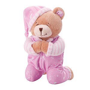Pelúcia Infantil Ursinho que Reza Rosa - Buba