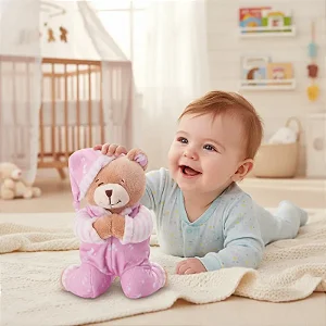 Pelúcia Infantil Ursinho que Reza Rosa - Buba