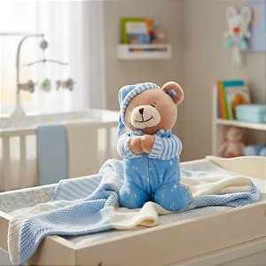 Pelúcia Infantil Ursinho que Reza Azul - Buba