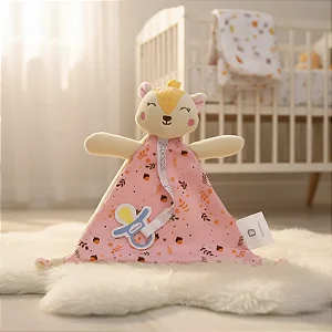 Naninha Bebê Com Prendedor De Chupeta Esquilo Bege Pimpolho