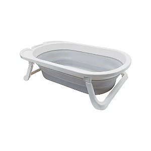 Banheira Portátil Dobrável Cinza - Buba