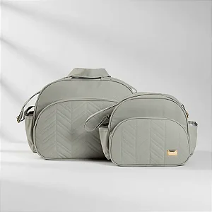 Kit 02 Bolsas Maternidade 1 Média e 1 Pequena Cinza - Merver