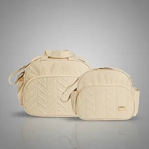 Kit 02 Bolsas Maternidade 1 Média e 1 Pequena Marfim Merver