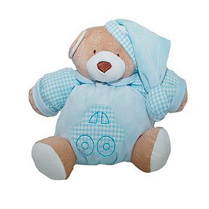 Pelúcia Urso Nino com Chocalho Antialérgico Azul Bebê - Zip