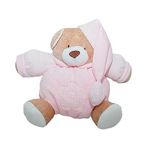 Pelúcia Urso Nino com Chocalho Antialérgico Rosa Bebê - Zip