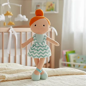 Pelúcia Boneca de Pano Lavável Antialérgica Mari Ruiva - Zip