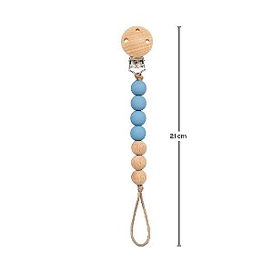 Prendedor de Chupeta Silicone e Bambu Azul - Buba
