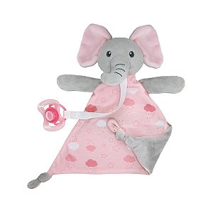 Naninha com Prendedor de Chupeta Elefante Rosa - Buba