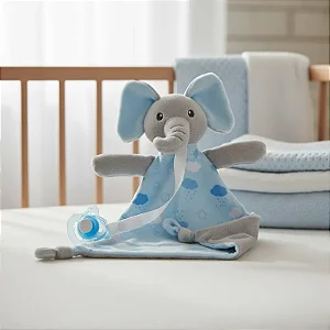 Naninha Bebê com Prendedor de Chupeta Elefante Azul - Buba