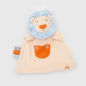 Naninha Fantoche Coleção Safari Leão Bege e Azul - Zip