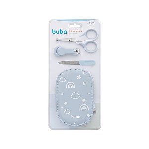 Kit Manicure Infantil com Estojo Azul 04 peças - Buba