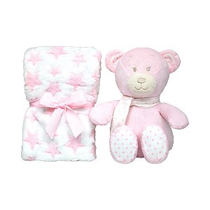 Kit Soninho Ursinho Com Mantinha Infantil Rosa - Buba