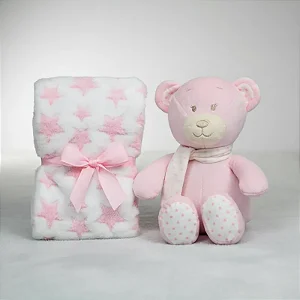 Kit Soninho Do Bebê Ursinho Com Mantinha Rosa - Buba