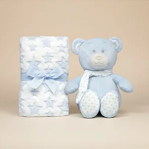 Kit Soninho Do Bebê Ursinho Com Mantinha Azul - Buba