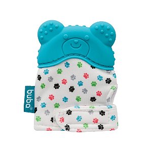 Luva com Mordedor de Silicone Massageador de Gengiva Azul - Buba