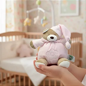 Porta Chupeta Pelúcia Com Alça Urso Nino Rosa Bebê - Zip