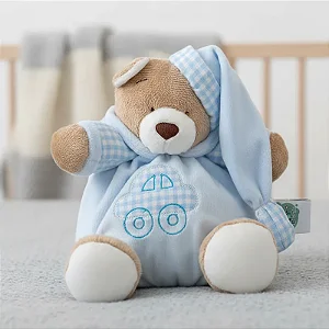 Porta Chupeta Pelúcia Com Alça Urso Nino Azul Bebê - Zip