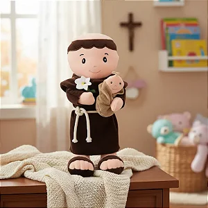 Pelúcia Boneco de Pano Bordado Católico Santo Antônio - Zip