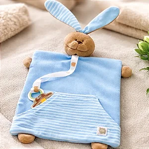 Naninha Bebê Coelhinho Com Prendedor de Chupeta e Bolso Zip