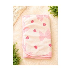 Manta Cobertor Toque Macio Antialérgico Lacinho Rosa Bebê