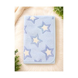 Manta Cobertor Toque Macio Antialérgico Estrela Azul Bebê