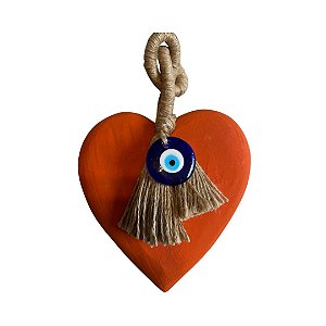 Coração Pendente Olho Grego Abóbora (25x16x3cm)