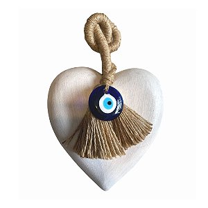 Coração Olho Grego Branco (25x16x3cm)