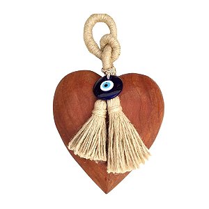 Coração Olho Grego Natural (25x16x3cm)