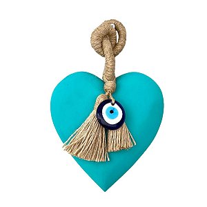 Coração Olho Grego Turquesa (25x16x3cm)