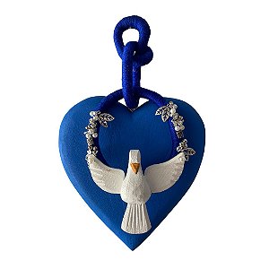 Coração Bordado Divino Azul Bic (25x16x3cm)