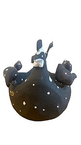 Galinha Artesanal Preta  (Porta Ovos, cachepot) 30x12