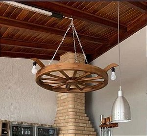 LUSTRE RODA CARROÇA 70CM  (03 ASTES)