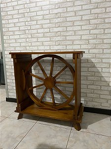 BALCÃO APARADOR DE MADEIRA COM RODA